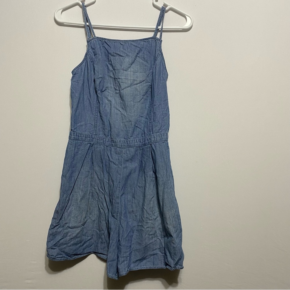 Hollister Women's Romper Blue Light Denim Medium Sleeveless Shorts Straps